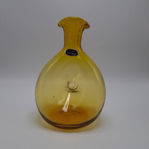 Vintage Bischoff Gold Blown Glass Donut Pinched Decanter - Picture 1 of 10